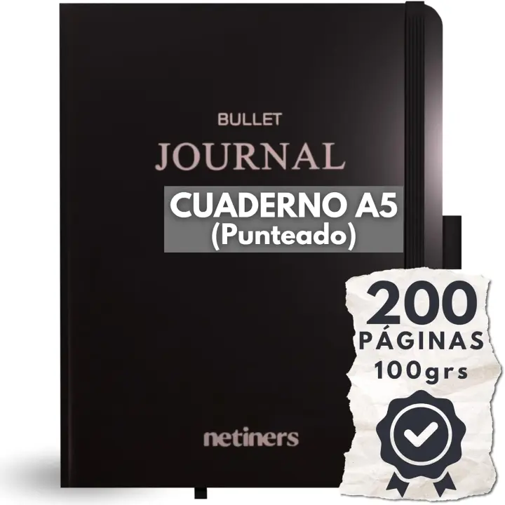 Netiners Cuaderno de Notas Espirales Premium, Punteado, Tapa Dura, Cuaderno en Espiral A5+ Estilo Vintage 200 Páginas - Alta Calidad - 1