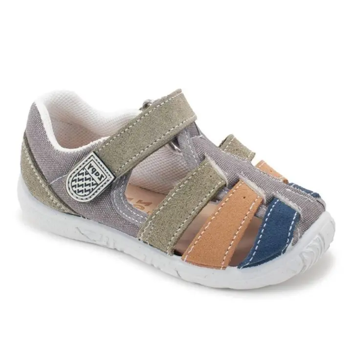 Zapy Sandalias Niño Gris Piedra Verde Musgo Azul y Naranja Cangrejeras España Velcro Cómodas - 1