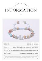 Pulsera Ajustable De Piel De Serpiente Azul Natural JD Para Mujer Estilo Dulce Con Cuentas De Ojo De Gato Joyería Regalo Tejida Con Piedra Semi-preciosa - details 1
