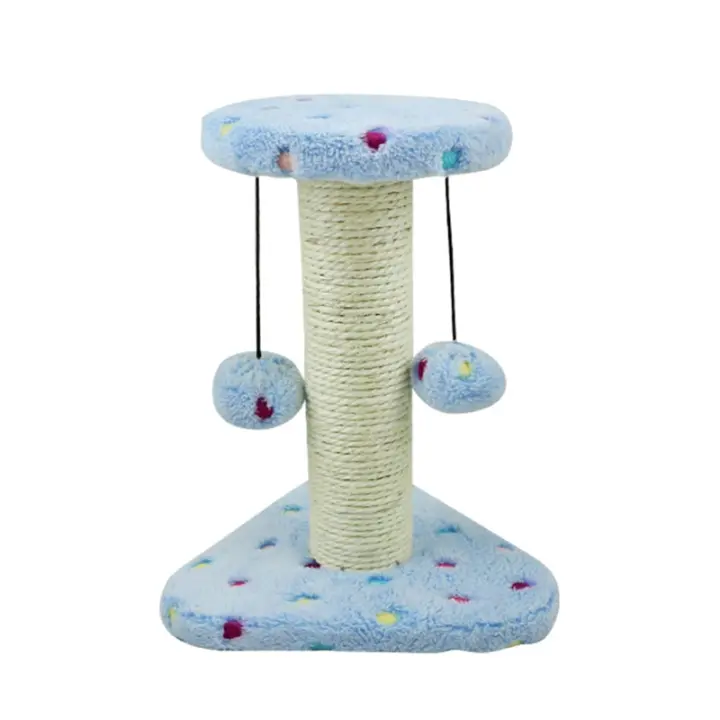 Juguete rascador para Gatos, Tipo Columna con Pelotas. Color marrón, Alto 28cm, Poste rascador para Gatos de sisal - 1
