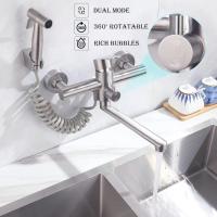 Grifos de cocina de acero inoxidable 304, rotación de 360 ​​grados, grifos de agua fría y caliente, grifos cepillados, varios estilos para elegir - details 1