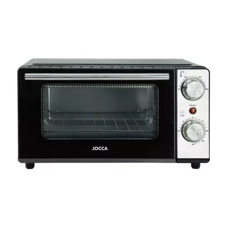 Horno Jocca de sobremesa, eléctrico y portátil con capacidad de 11L, 650W de potencia, temporizador de 30 minutos, regularizador de temperatura hasta 230ºC, elementos calefactores de acero inoxidable y vidrios dobles LOWE. Ideal para pizzas - 1