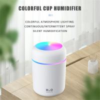 Humidificador de aire LED de 300 ml, difusor de aroma USB, purificador de aire para automóvil con luces LED de colores, color blanco - details 3