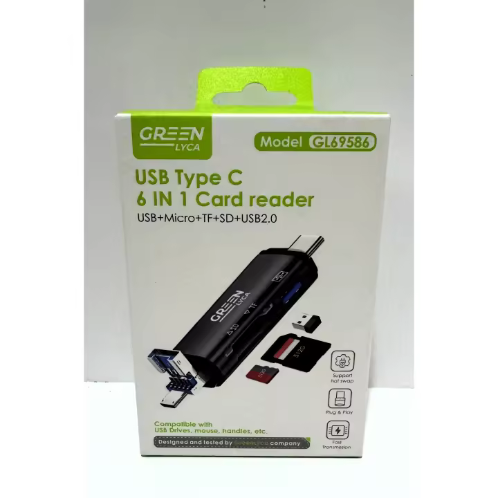 lector de tarjeta usb type c 6 in 1usb-micro-tf-sd-usb 2.0 beisk - 1