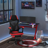 Vinsetto Silla de Oficina Ergonómica Silla de Escritorio Ajustable en Altura Giratoria 360° Reclinable hasta 135 Grados con Reposabrazos Reposapiés Retráctil 58x63x112-122 cm Rojo - details 1