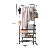 LUTODY - Perchero pie de burro y Zapatero, Colgador de ropa con estante para zapatos y accesorios, Multifuncional para salón, dormitorio, sala de estar y entrada - details 8