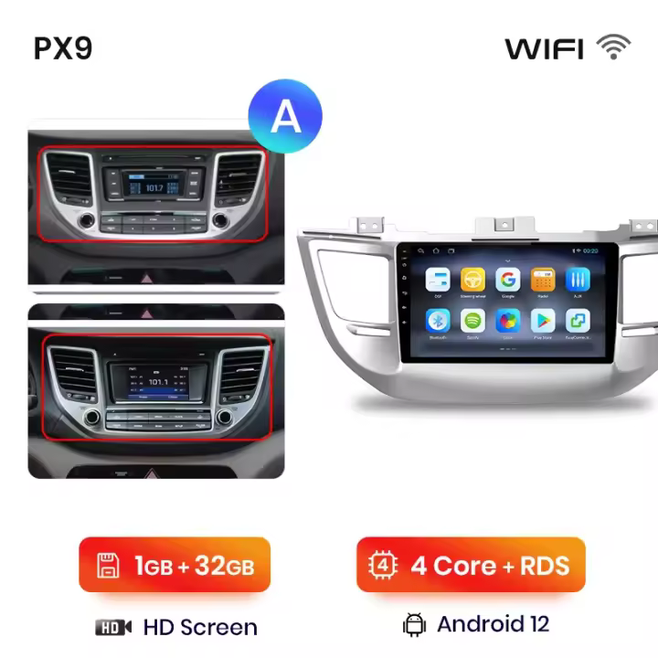 AWESAFE PX9 inalámbrico CarPlay Android Auto Radio para Tucson 3 Hyundai IX35 2015 2016 2017 2018 coche reproductor multimedia GPS 2 din autoradio volante controles RDS Bluetooth - 1