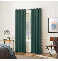 2 Panel/Set Cortinas Negras Con Ojales Aislantes Térmicas Y Reducción De Ruido Bloqueo De Luz Modernas De Poliéster 100% - details 12