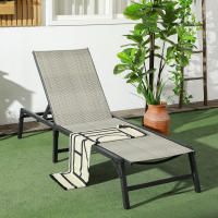Outsunny Tumbona de Ratán Reclinable Plegable Tumbona de Jardín con Respaldo Ajustable en 5 Niveles y Marco de Acero Carga 150 kg para Patio Terraza Gris Claro Degradado - details 7
