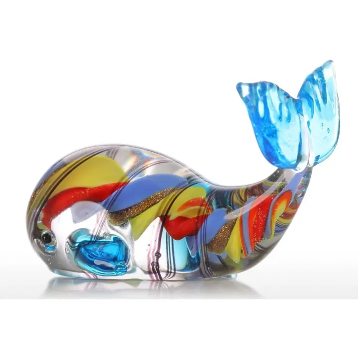 Colorido ballena regalo ornamento vidrio soplado animal estatuilla Decoración para el hogar multicolor - 1