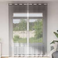vidaXL Cortinas de gasa con ojales 2 uds en color Azul real/Rosa/Marrón claro y más | protección solar decorativa para ventanas hogar oficina dormitorio fácil de instalar - details 6
