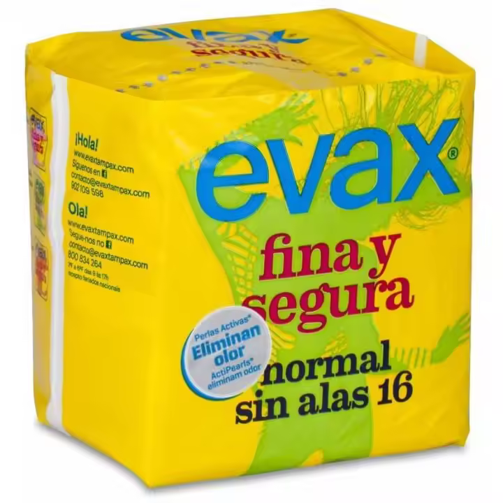 Evax Fina & Segura Compresa Normal Sin Alas, 16 Uds - 1