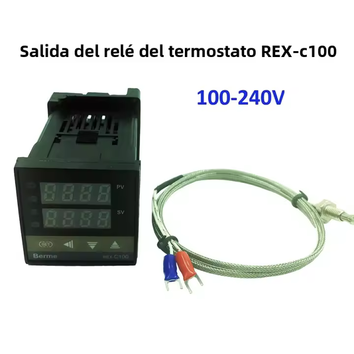 Controlador De Temperatura Digital REX-C100 Termostato Con Salida De Relé Y Sensor De Termocoplante K 48x48 - 1