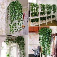 1/2PCS Simulación De Planta De Pared Verde Para Interior Decoración De Flores Rattan Falsas Hojas Verdes Begonia Adorno De Pared Colgante De Plástico - details 18