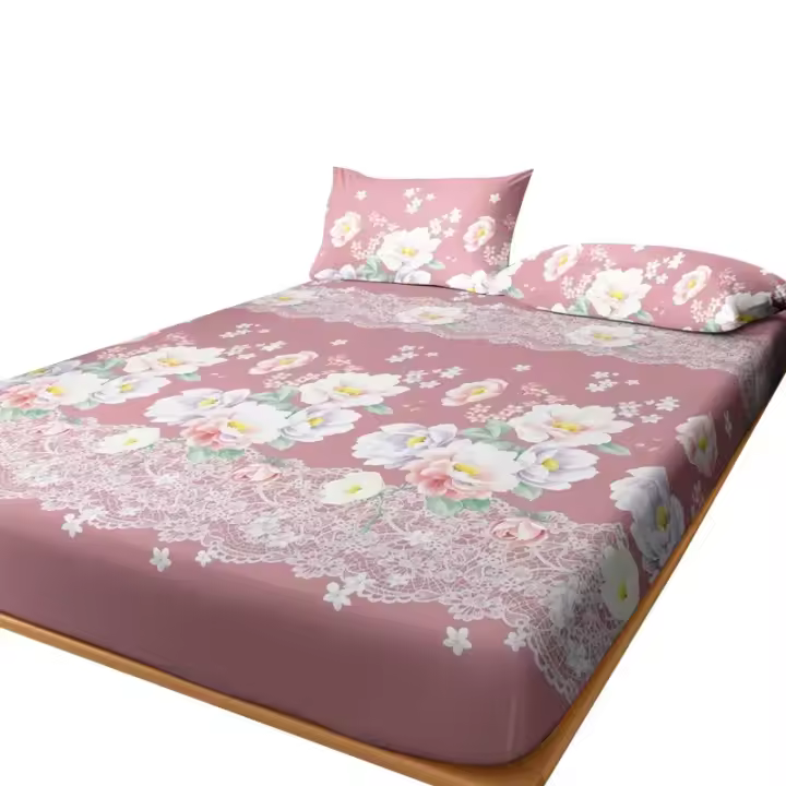 Sábana Ajustada Moderna Y Sencilla Con Estampado De Plantas Y Flores Mate Sin Fundas De Cojines Para La Habitación - 1