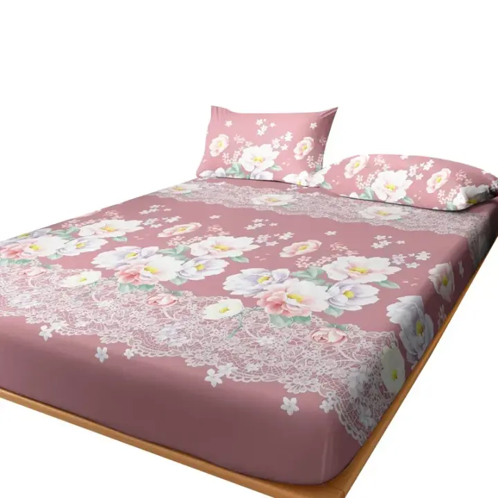 Sábana Ajustada Moderna Y Sencilla Con Estampado De Plantas Y Flores Mate Sin Fundas De Cojines Para La Habitación - 1