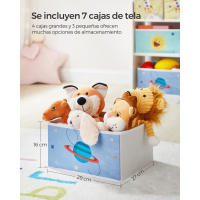 Estantería infantil con 7 cajas de tela, librería y organizador de juguetes, blanco, gris tórtola, 29,5x62,5x60 cm - details 4
