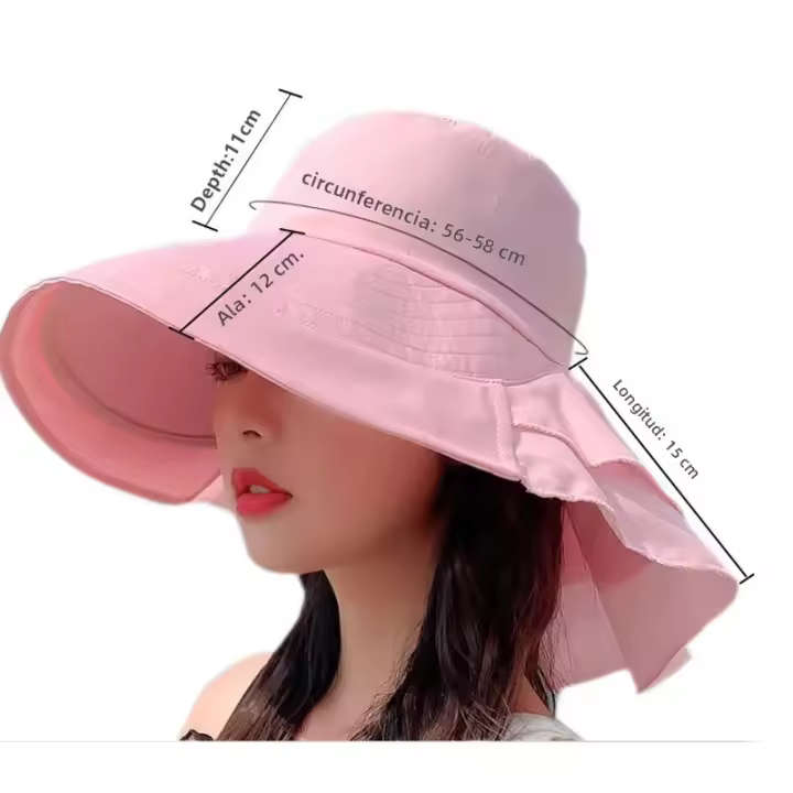 Gorro De Paseo Para Mujer Verano Protección UV Amplio Con Cola De Caballo Plegable Para Playa Y Viajes Estilo Panama - 1