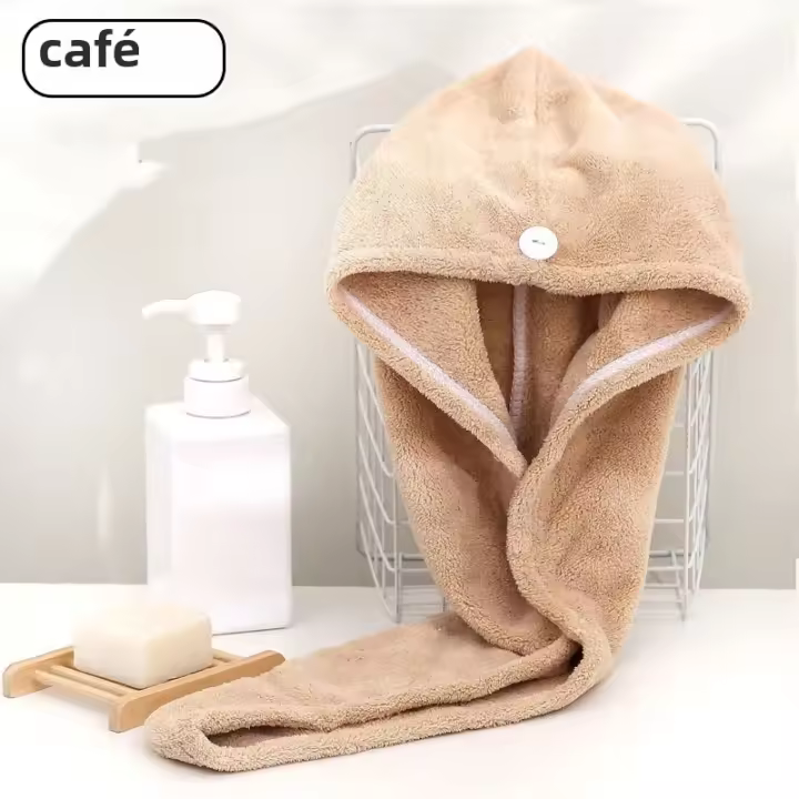 Toalla Para Secado de Melo de Microfibra de Coral Súper Absorbent Turban Para Secado Del Pelo Envoltura - 1