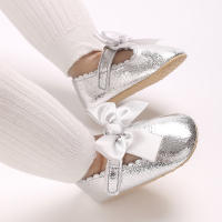 Zapatos De Princesa Plateada Para Bebés Recién Nacidos 0-18M Casual Con Lazo Antideslizante Suela De Tela Bajo El Tobillo PU Decoración De Cinta Para Niñas - details 17