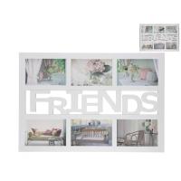 "GISSED - Portarretratos Múltiple en Color Blanco con Diseño ‘FRIENDS’ – Marco Decorativo para 6 Fotos – Ideal para Personalizar Espacios con Recuerdos – Estilo Moderno y Elegante para Hogar, Oficinas y Regalos – Material Resistente y Duradero – 48x33x1.8 - details 3