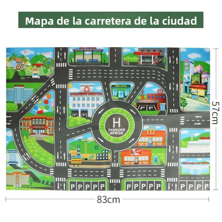 Mesa De Juego Ciudadana 83x57cm Con Señales De Tráfico Mapa De Estacionamiento Dinosaurio Fermero Y Vehículos Para Niños Aged 4-12 - 1