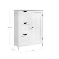 Armario de baño de pie, 3 cajones grandes y estante ajustable, en blanco, 60x30x81 cm - details 5