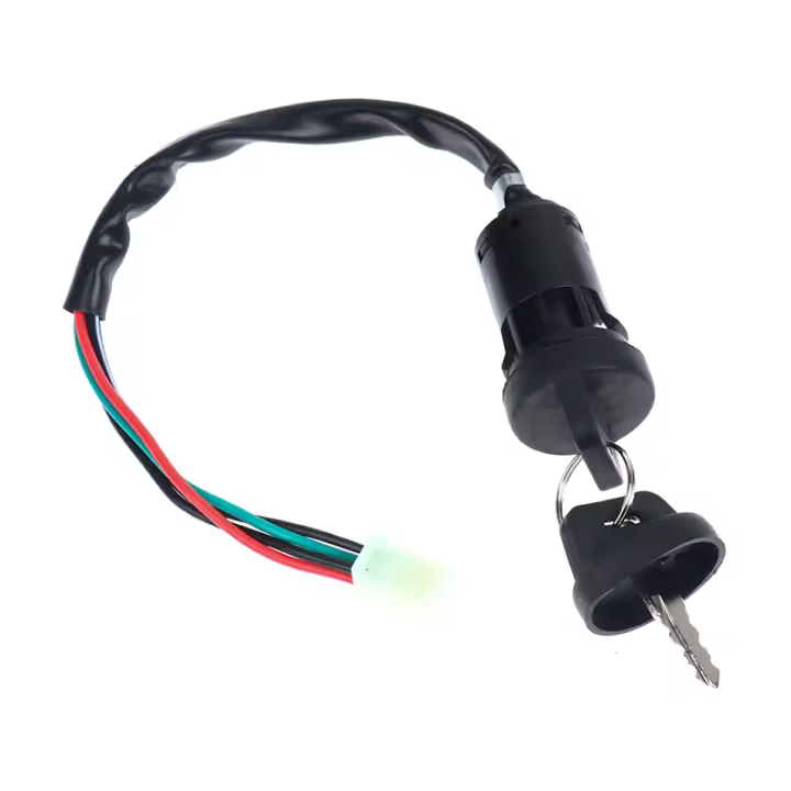 Interruptor De Ignición Universal Con 4 Cables Y Llave Para Motocicleta Bicicleta ATV Metal Y Plástico Peso 62g - 1