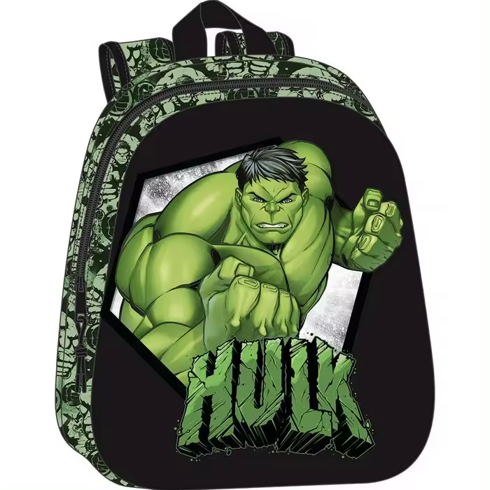 SAFTA  MOCHILA GUARDERIA 3D HULK 33X27CM MOCHILAS INFANTILES 3D 10x27x33 Cms. - 1