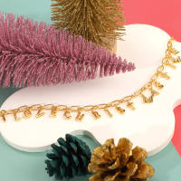 Encanto Pulsera navideña para mujer, regalo de fiesta, moda, temperamento, cobre, circonita, 14 quilates, colgante de letra - details 13