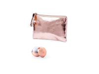Lote de 20 monederos de polipiel y bálsamo de labios redondo aroma vainilla en oro rosa y plata - regalos para invitadas de boda comuniones bautizos aniversarios cierre de cremallera y tirador a juego regalos originales para invitadas - details 1