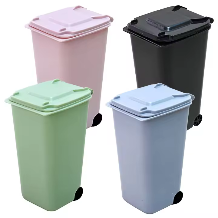 Cubo de Basura de Mesa con Tapa, Papelera de Escritorio Mini Bote de Reciclar, Bote de Basura Pequeña Escritorio Mini, Mini cubo de basura para en oche Maquillaje Soporte Vanidad Cocina Escritorio - 1