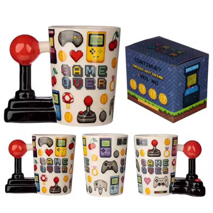 Taza de Cerámica Asa con Forma de Joystick y Pixel Game Over - 1