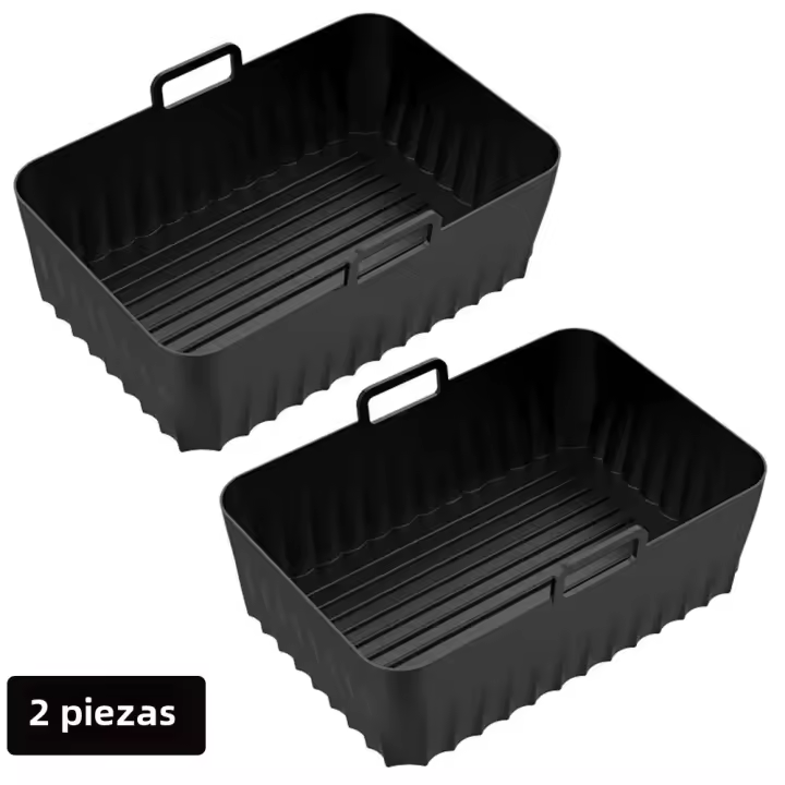 Silicona Reutilizable Para Air Fryer Rectangular Asador Para Horno Con Cesta Dual Accesorios De Cocina Antiadherente Y Ecológico - 1