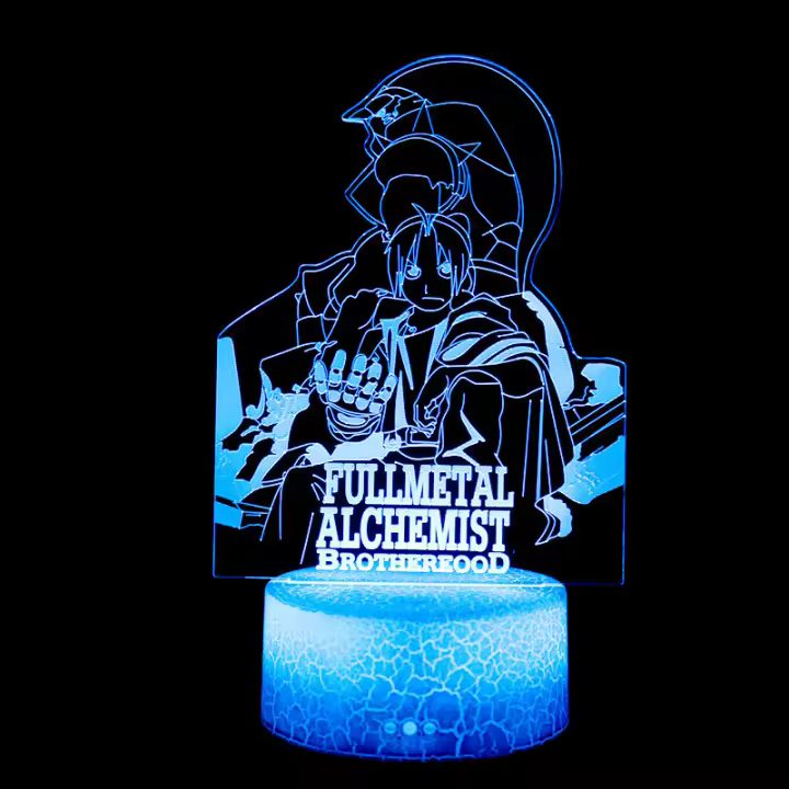 Lámpara LED De Ilusión 3D Anime Fullmetal Alchemist Cambio De Color Para Decoración De Habitación Infantil Luz Nocturna De Mesa - 1