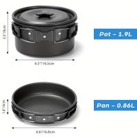 Kit de Cocina para Acampar BOPORO - 15pcs, Utensilios de Cocina Portátiles, Olla Sartén Hervidor para Camping - details 4