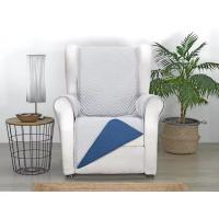 Protector Reversible Bicolor para Sofá y Sillón color azul y gris   Ideal para Mascotas  Funda Acolchada y Lavable - details 0