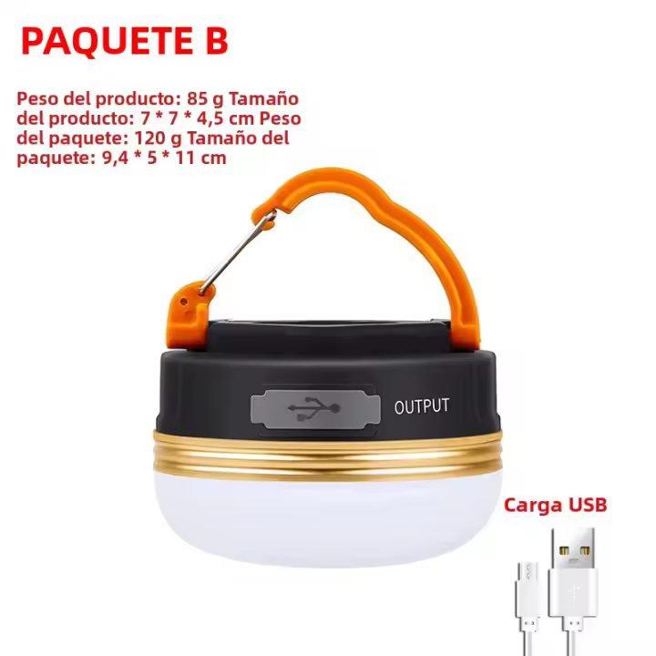 Lámpara Recargable Multifuncional Para Camping Con Ventilador Y Gancho Portátil Luz Nocturna De Emergencia Para Tienda De Campaña Resistente Al Agua USB - 1