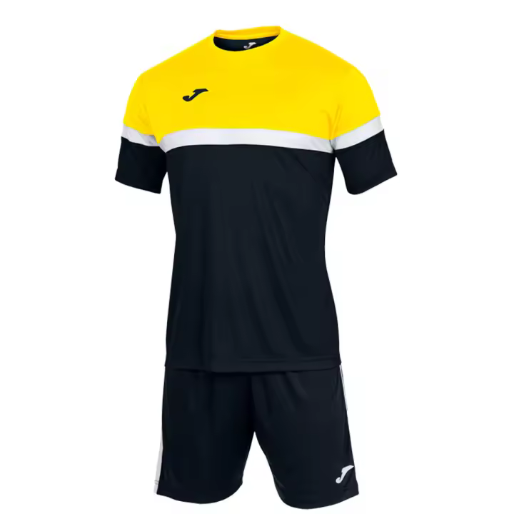 JOMA conjunto para niño camiseta pantalón SET DANUBIO NEGRO AMARILLO 102857.109 JR  LIGERO FRESCO FACIL LAVADO SECADO RAPIDO - 1