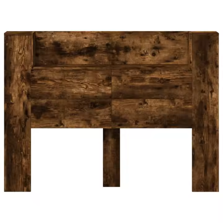 vidaXL Cabecero de cama con luz LED roble ahumado 140x16,5x103,5 cm - 1