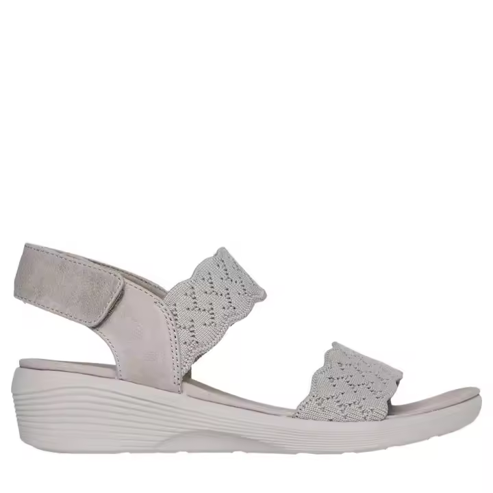 Cómoda  Sandalia de mujer Skechers ARYA ON THE RISE de tiras tejido taupe de tejido knit texturizado Stretch Fit® ajustable. plantilla con amortiguación Memory Foam® Altura Tacón bajo (1-3 cm) Referencia 163165-TPE - 1