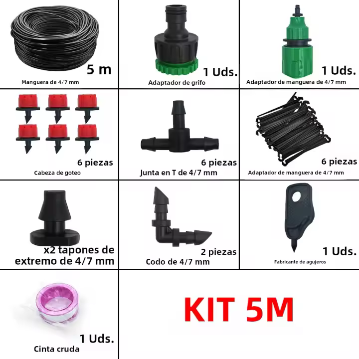 Sistema De Riego Por Drip 5-20M Kit De Riego Para Plantas Con Reguladores Ajustables Para Jardín Micro Irrigación - 1