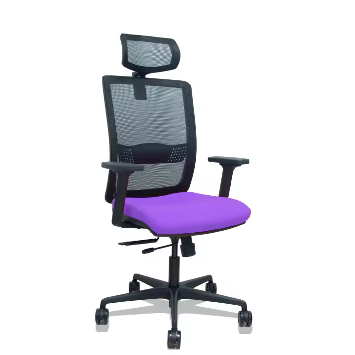 Silla Haches traslack malla negra asiento bali lila brazos 2D ruedas 65mm cabecero regulable - 1