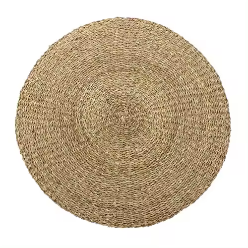 Alfombra Redonda de Fibra Natural Beige rústica para Dormitorio de 90 cm France-DAMDAM GO - 1
