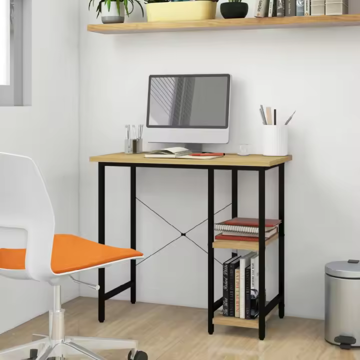 vidaXL ESCRITORIO PARA ORDENADOR MDF METAL NEGRO ROBLE 80X40X72 CM - 1