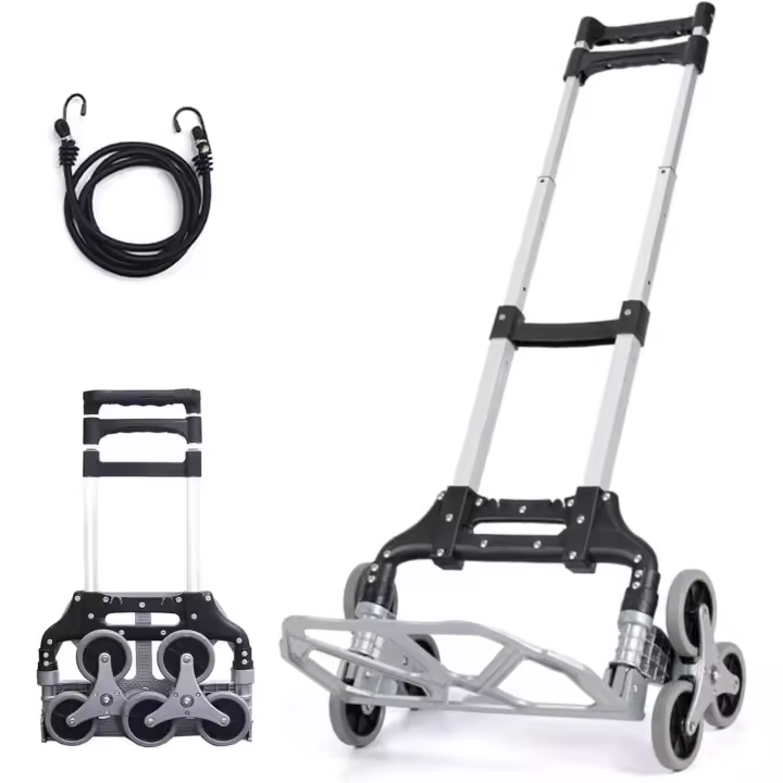 Carretilla de Mano de Aluminio. Carrito de Transporte con 6 Ruedas Triangulares para Escalera. Carro de Carga Plegable con Capacidad de 75kg para Almacén. Carrito Portátil, Ligero, Resistente. - 1