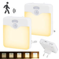 Lámpara LED De Sensor De Movimiento Para Habitación De Niños Con Sensor De Atardecer Hasta Medianoche Luz Nocturna Dimmable Sin Cable Eficiente Energéticamente Con Enchufe UK EU Para Pasillo - details 1