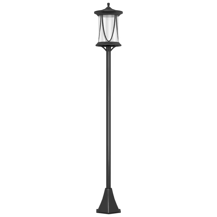 Outsunny Farola Solar Luz Solar de Exterior con Panel Solar Encendido y Apagado Automático IP44 para Terraza Patio 17x17x127 cm Negro - 1