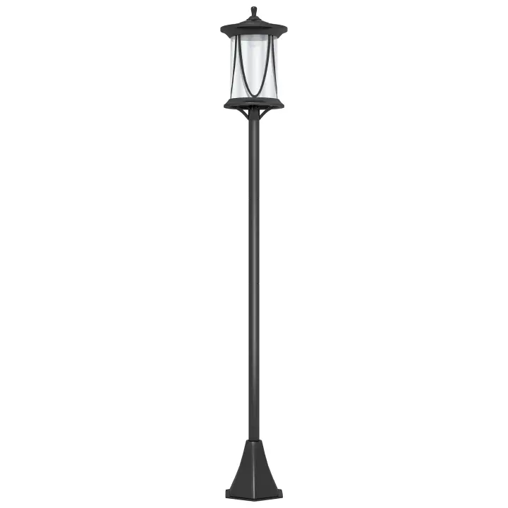 Outsunny Farola Solar Luz Solar de Exterior con Panel Solar Encendido y Apagado Automático IP44 para Terraza Patio 17x17x127 cm Negro - 1