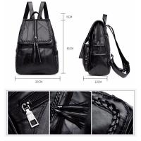 Mochila De Mujer De Cuero De Alta Calidad Diseñadora Bolso De Moda Para Escuela Y Viajes Gran Capacidad Multifuncional Con Cierre De Cremallera - details 0